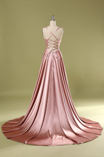 Vestido de fiesta de satén rosa